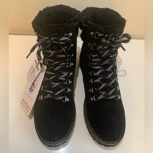 Womens Pajar waterproof suede winter booties, black, side zipper, NWOB, 7.5M